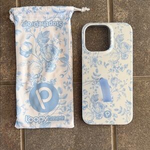 Loopy Case White and Blue Floral Phone Case (Righty) iPhone 14 Pro Max